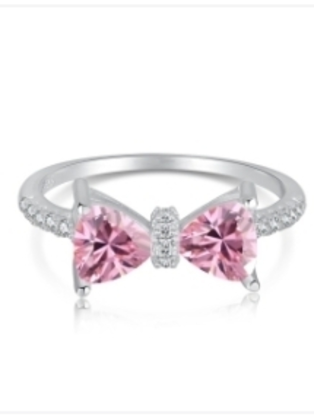 Pink Bow Ring in Sterling Silver - Elegant Women’s Jewelry. Brand New